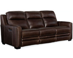 Lincoln Leather Power Headrest - Power Lumber - Power Reclining Sofa (Dark Brown)