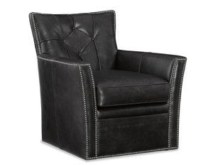 Conner Leather Swivel Club Chair (Black)