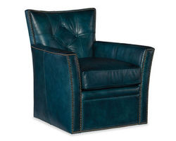 Conner Leather Swivel Club Chair (Blue)