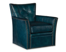  Conner Leather Swivel Club Chair (Blue)