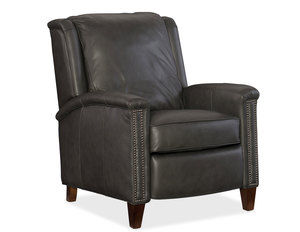 Kelly Push Back Leather Recliner (Charcoal Grey)