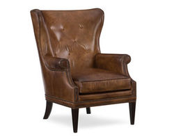 Maya Leather Wing Club Chair (Brown)