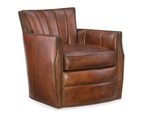 Carson Leather Swivel Club Chair (Checkmate Rook)