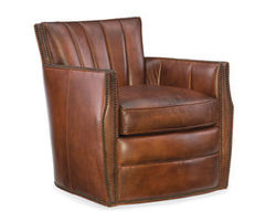 Carson Leather Swivel Club Chair (Checkmate Rook)