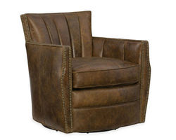 Carson Leather Swivel Club Chair (Dark Brown)