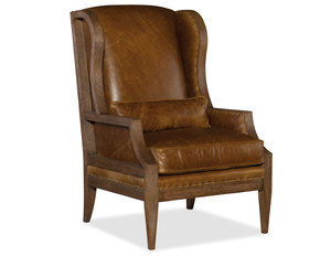 Laurel Exposed Wood Leather Club Chair (Brown)