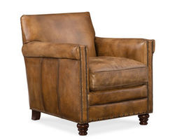 Potter Leather Nailhead Club Chair (Brown)