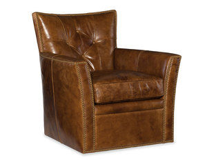 Conner Leather Swivel Club Chair (Brown)