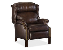 Finley Wing Back Leather Recliner (Dark Brown)