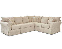 Jenny Slipcover Queen Sleeper Sectional with Down Cushions (Choice of Mattresses)