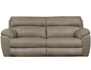Costa Lay Flat Leather Reclining Sofa in Putty (88&quot;)