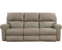 Torretta Leather Power Lay Flat Reclining Sofa in Putty (87&quot;)