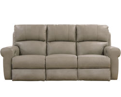 Torretta Leather Power Lay Flat Reclining Sofa in Putty (87")