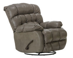 Pendleton Leather Chaise Swivel Glider Recliner in Light Grey
