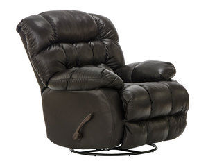 Pendleton Leather Chaise Swivel Glider Recliner in Chocolate