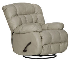 Pendleton Leather Chaise Swivel Glider Recliner in Alabaster