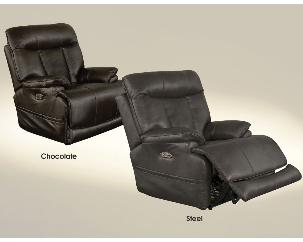 Naples Leather Power Headrest Power Lay Flat Recliner w/Extended