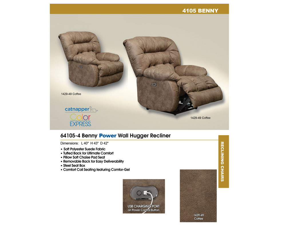 Benny Power Wall Hugger Recliner | Sofas and Sectionals