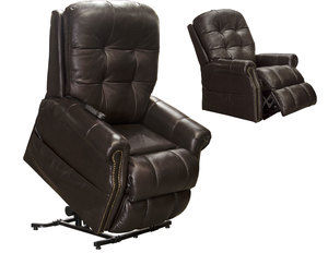 Madison Leather Power Lift Lay Flat Recliner w/Heat &amp; Massage in Chocolate (350 lbs. capacity)