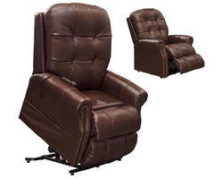Madison Leather Power Lift Lay Flat Recliner w/Heat & Massage in Walnut (350 lbs. capacity)