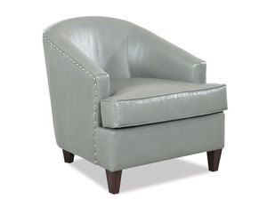 Devon Leather Nailhead Accent Chair or Swivel Glider (Made to order leathers)
