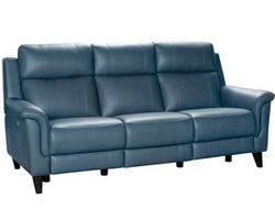 Kester Leather Power Headrest Power Reclining Sofa in Mason Bluegray