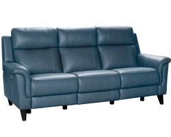 Kester 86" Leather Power Headrest Power Reclining Sofa (Bluegray) In stock