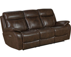 Sandover 89" Leather Power Headrest - Power Lumbar - Power Reclining Sofa with Drop Down Table (In stock)