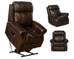 Langston Leather Power Headrest - Power Lumbar - Power Lift Recliner (Brown) 350 lbs. (In stock)