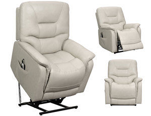 Lorence Leather Power Headrest Power Reclining Lift Chair in Cream
