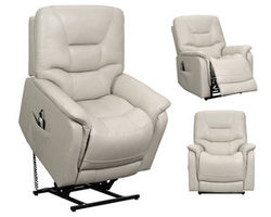 Lorence Leather Power Headrest Power Reclining Lift Chair in Cream