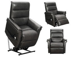 Luka Leather Power Headrest Power Reclining Lift Chair in Grey