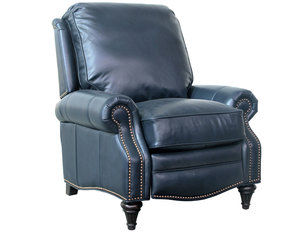 Avery Leather Recliner in Blue