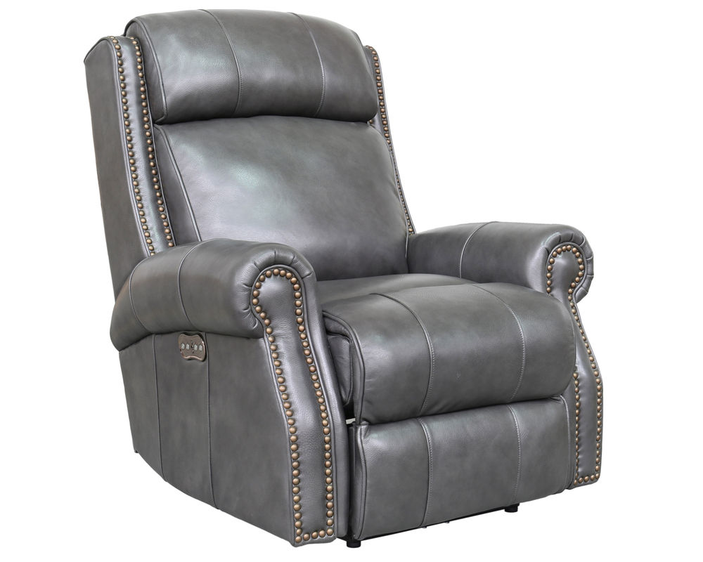 Blair Big Tall Leather Power Headrest Power Recliner in Gray