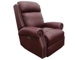 Blair Big &amp; Tall Leather Power Headrest Power Recliner in Wine