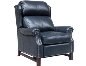 Thornfield Leather Recliner in Blue