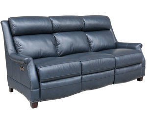 Warrendale Leather Power Headrest Power Reclining Sofa in Blue