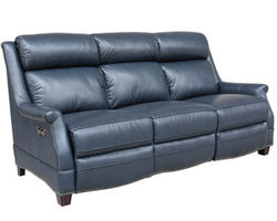 Warrendale Leather Power Headrest Power Reclining Sofa in Blue