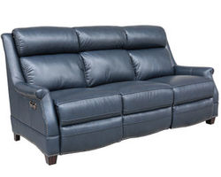 Warrendale Leather Power Headrest Power Reclining Sofa in Blue