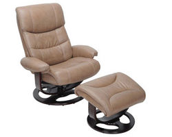 Dawson Leather Pedestal Recliner and Ottoman in Brown