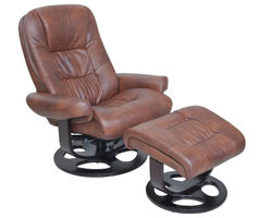 Jacque Leather Swivel Pedestal Recliner and Ottoman (Whiskey) In stock
