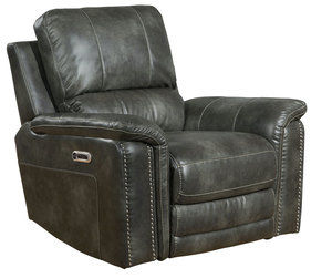 Belize Power Recliner with Power Headrest in Ash (Leather like fabric)