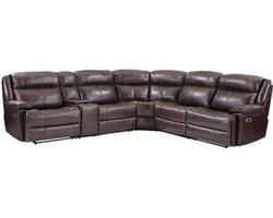 Eclipse Leather Power Headrest Power Reclining Sectional Brown (In stock - Fast shipping)