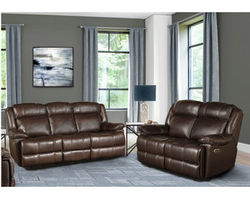 Eclipse Leather Power Headrest Power Reclining Sofa in Florence Brown