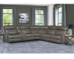 Eclipse Leather Power Headrest Power Reclining Sectional in Florence Heron