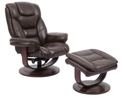 Monarch Robust Leather Reclining Swivel Chair and Ottoman
