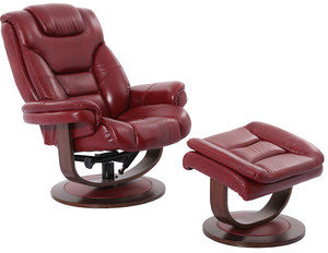 Monarch Rouge Leather Reclining Swivel Chair and Ottoman