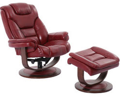 Monarch Rouge Leather Reclining Swivel Chair and Ottoman