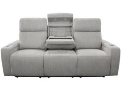 Orpheus Bisque 83&quot; Power Headrest Power Reclining Sofa with Center Lighted Console