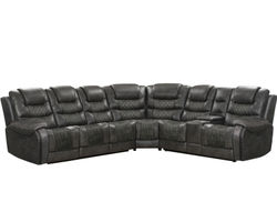 Outlaw Power Headrest Power Reclining Sectional (Leather like fabric) In stock - Fast shipping